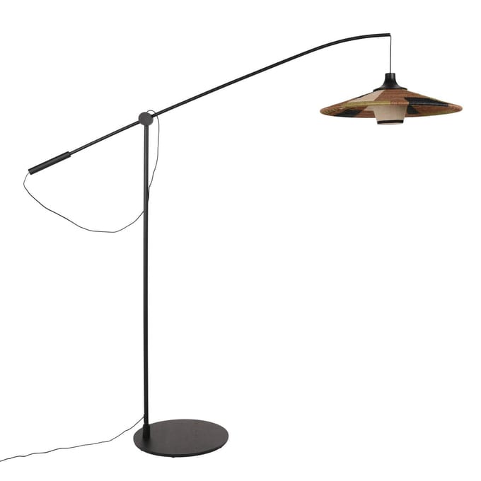 Forestier Parrot vloerlamp met abacá-kap, bruin