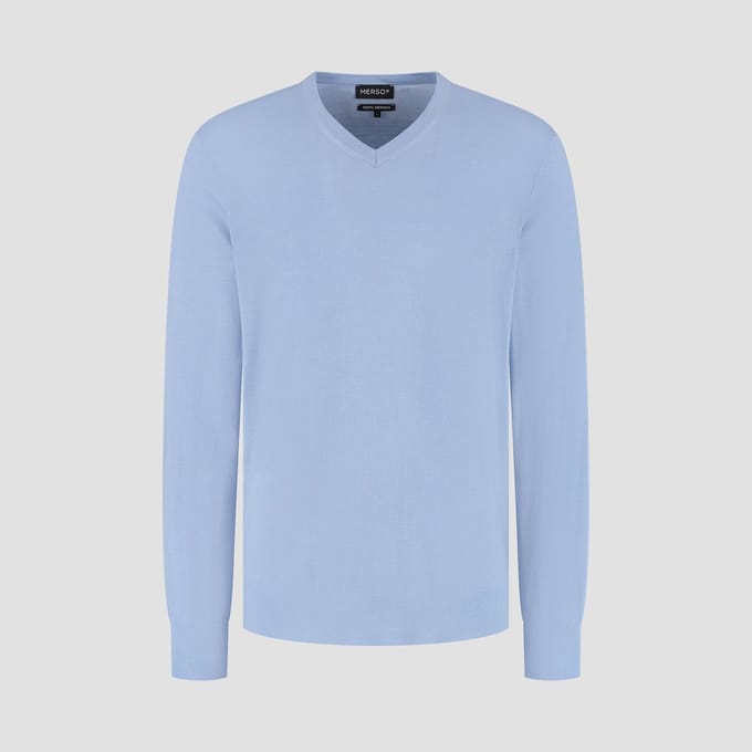 MERSO V-Hals – Merino Trui – 100% Merino Wol – Alpine Blue