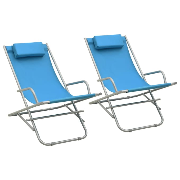 vidaXL - Klapstoelen - 2 - st - staal - blauw