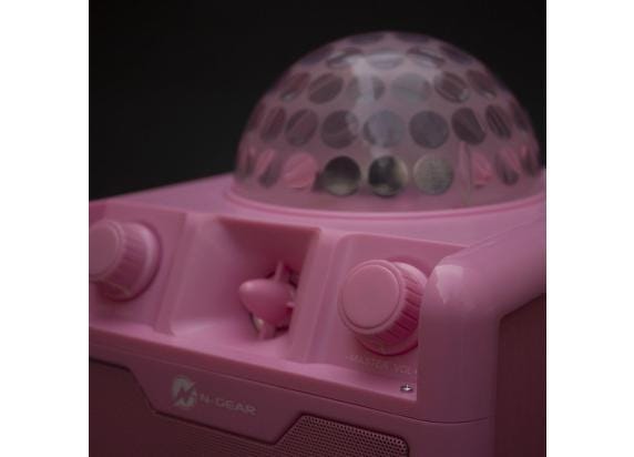 N-GEAR Disco Block 410 - Bluetooth Speaker - Karaoke Set - Party Box met 2 Microfoons - Roze