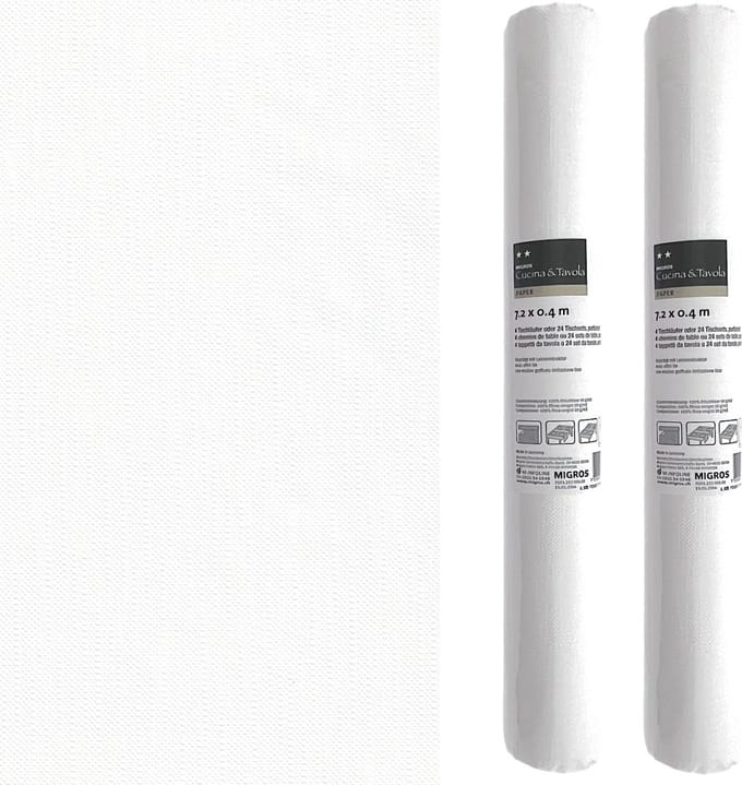 3-IN-1 ROL Tafelloper en Placemats - Papier - Effen - 40 x 720 cm - Wit - 2 Stuks