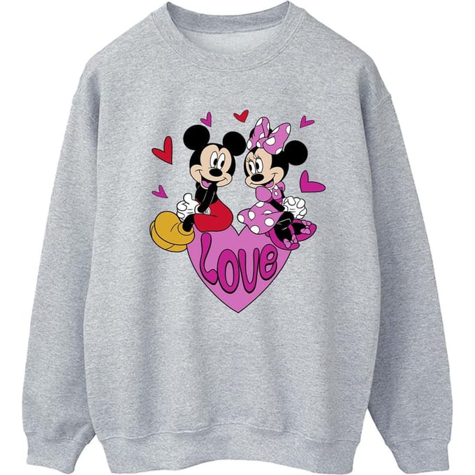Disney Dames/Dames Love Hearts Mickey & Minnie Mouse Sweatshirt (Sportgrijs)