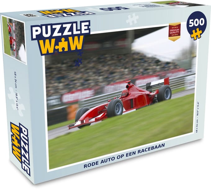 Puzzel Rode auto op een racebaan - Legpuzzel - Puzzel 500 stukjes