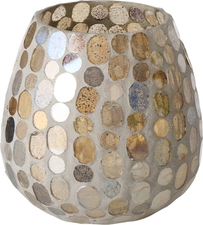Boltze – Windlicht – Waxinehouder – Kemis – Glas – Mozaïek – 12×13.5cm – Handgemaakt