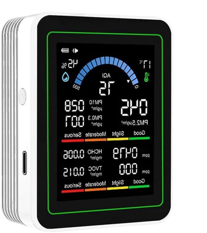 Luchtkwaliteit Meter - Binnenlucht Monitor - Luchtkwaliteit Testen - Parameter Vergelijking - Compact Ontwerp - Wit