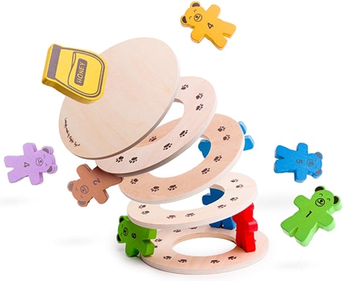 Bigjigs Wooden Stacking Game Teddy Bears.