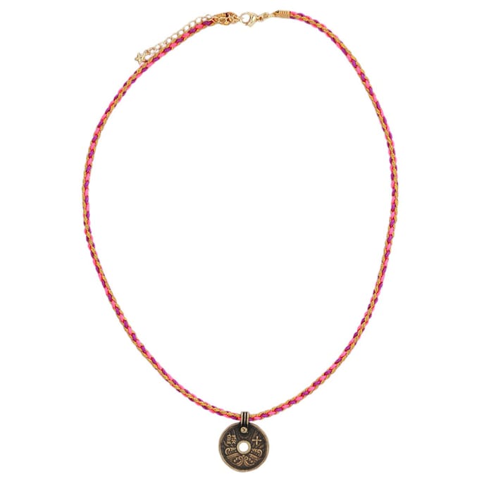 Ketting tibetan amulet pink
