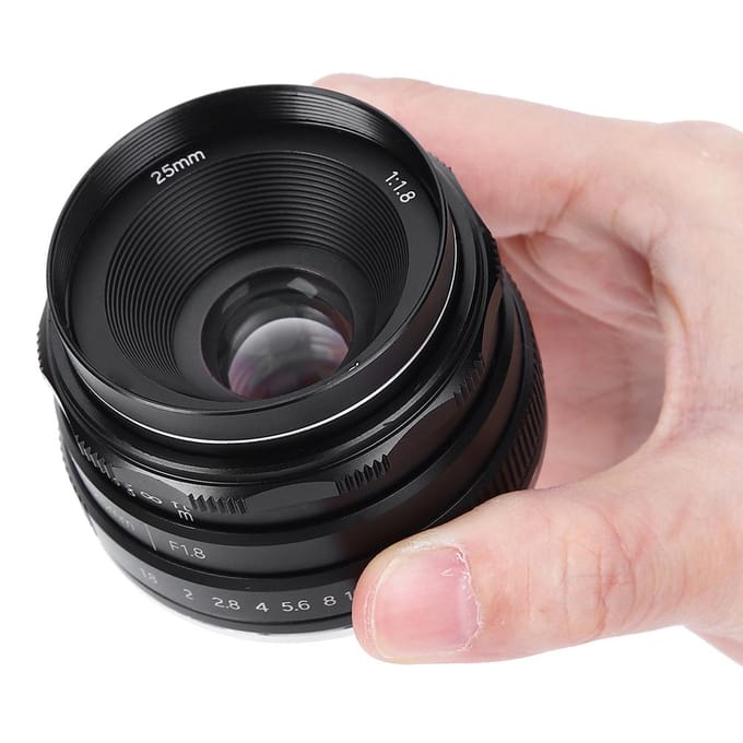 Objectif portrait grand angle NEWYI 25 mm f/1.8 à monture E, grande ouverture, pour Sony A9 et A7 gray