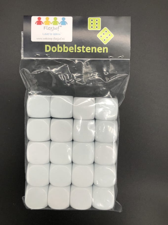 Blanco dobbelstenen XL 2 cm (SET van 20 st.)