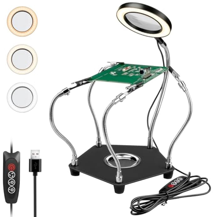 Derde Hand Lassen met 3 LED Vergrootglas en Flexibele Steunarmen voor Lasreparaties