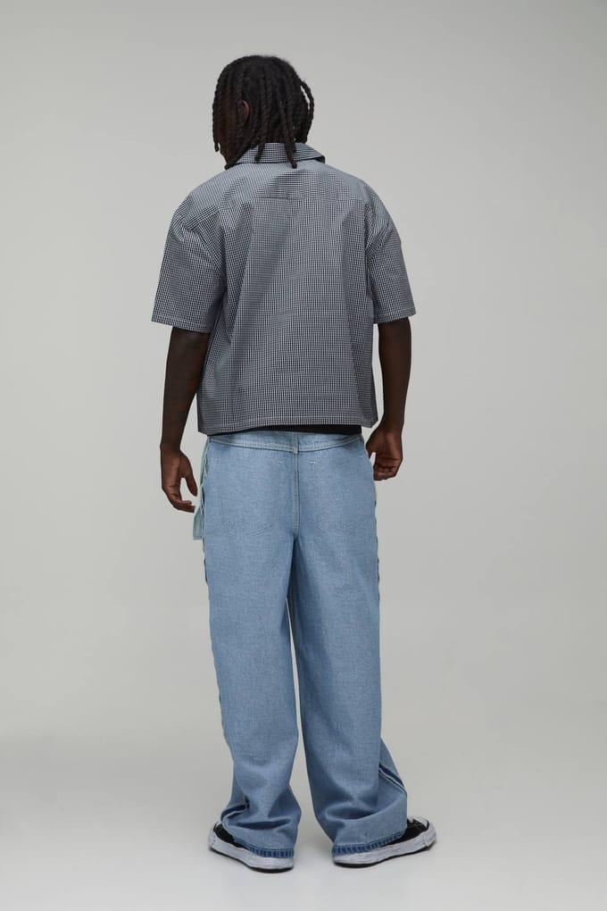Baggy Jeans Met Omgekeerd Grafisch Zakontwerp | Light Blue | Size 32R