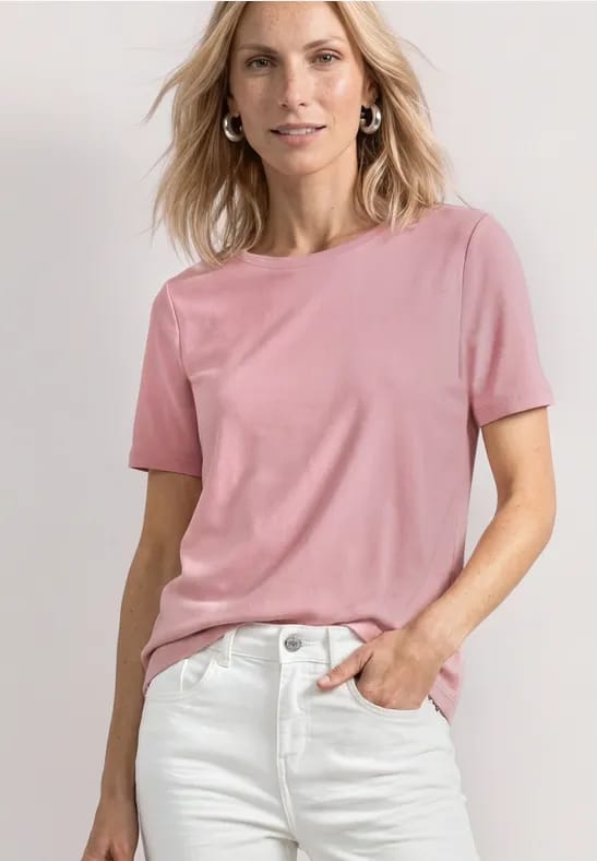 Basic Shirt met ronde hals in Unifarbe