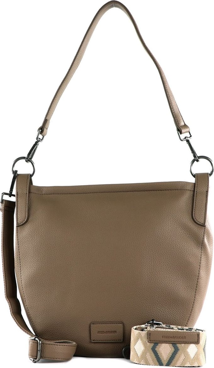 FREDsBRUDER Leren Schoudertas Lanbe Round Hobo Bag Feather Grey Taupe