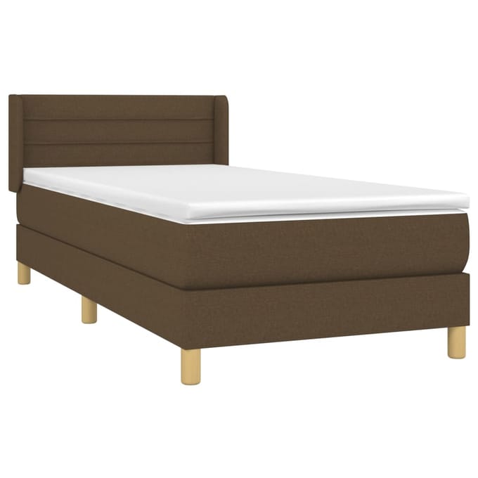 vidaXL - Boxspring - met - matras - stof - donkerbruin - 90x200 - cm