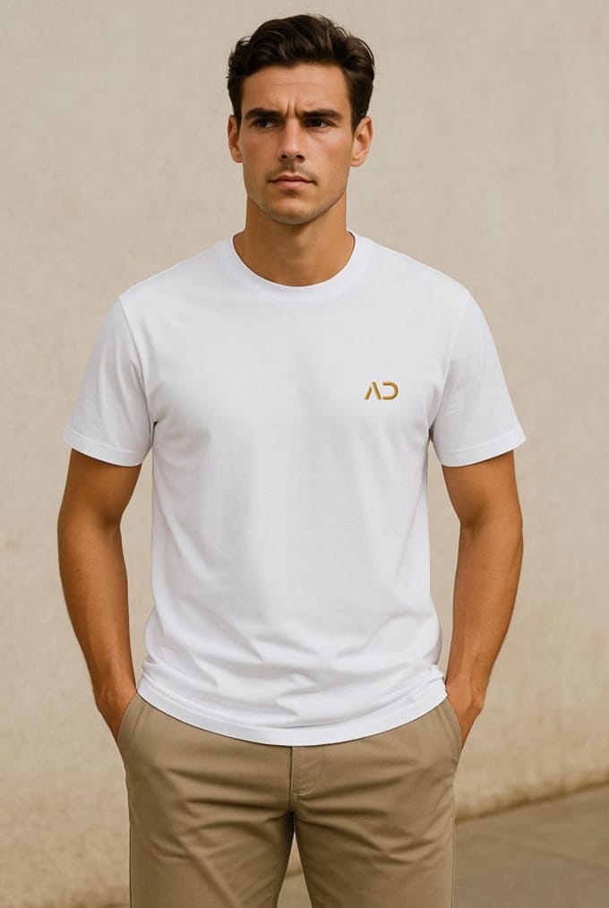 ASTRADAVI Herenmode - Premium katoenen T-shirts - Ronde hals standaard pasvorm - Wit / Medium