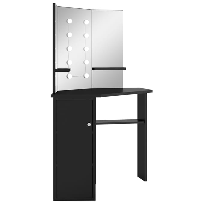 vidaXL - Hoekkaptafel - met - LED - 111x54x141,5 - cm - zwart