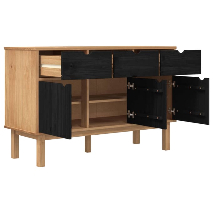 vidaXL - Dressoir - OTTA - Bruin - en - zwart - 114 - x - 43 - x - 73,5 - cm