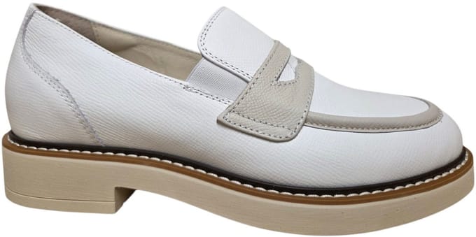 DL Sport 7033 Alpina White Instappers Wit Leer Dames - Wit - 36
