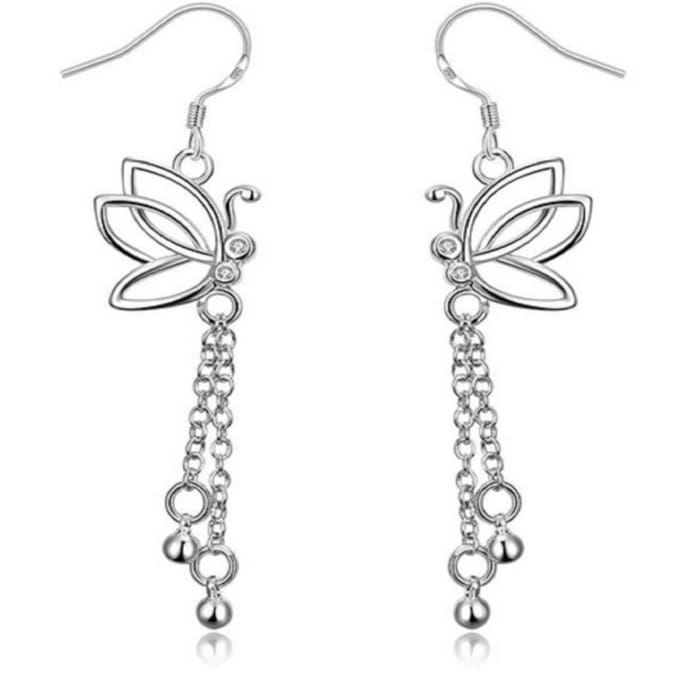 Oorbellen- Vlinder- Lang- zilverplating- Charme Bijoux