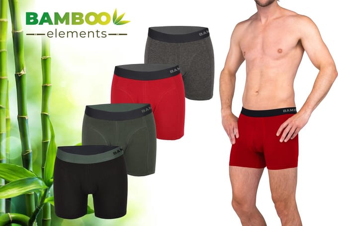 Bamboo Elements - Boxershort Heren - Bamboe - 4 Stuks - Assorted - Ondergoed Heren - Heren Ondergoed - Boxer - Bamboe Boxershorts Voor Mannen