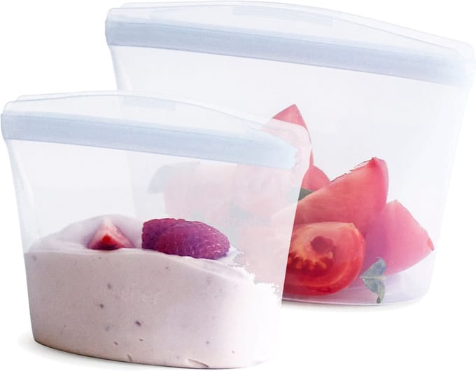 Stasher - Bowl 1&2-Cup Vershoudzak Set van 2 Stuks - Siliconen - Transparant