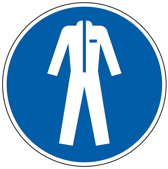 Beschermende kleding verplicht sticker - ISO 7010 - M010 200 mm