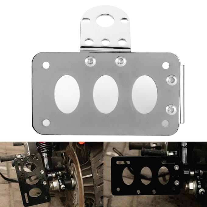 Motorfiets Kentekenplaathouder Beugel Zijdelings Gemonteerd Achterlicht Aluminiumlegering FrameZilver white