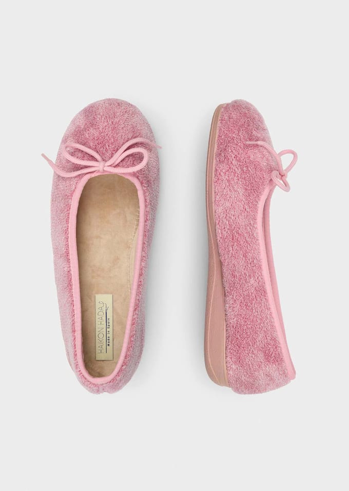 Ballerinapantoffels met strik - rosé - Gr. 37 van Goldner Fashion