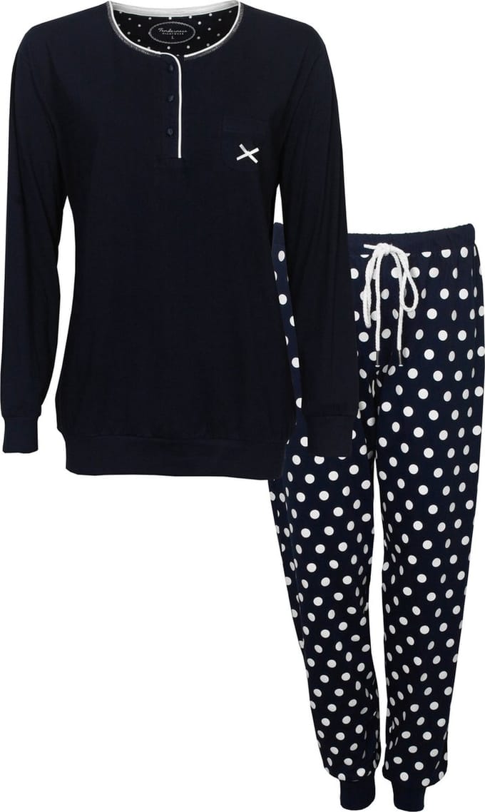 Tenderness Dames Pyjama Donker Blauw TEPYD1108A - Maten: XXL