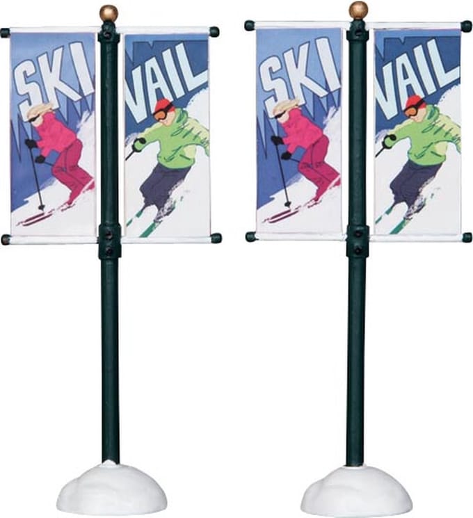 Lemax - Street Pole Banner -  Set Of 2 - Kersthuisjes & Kerstdorpen