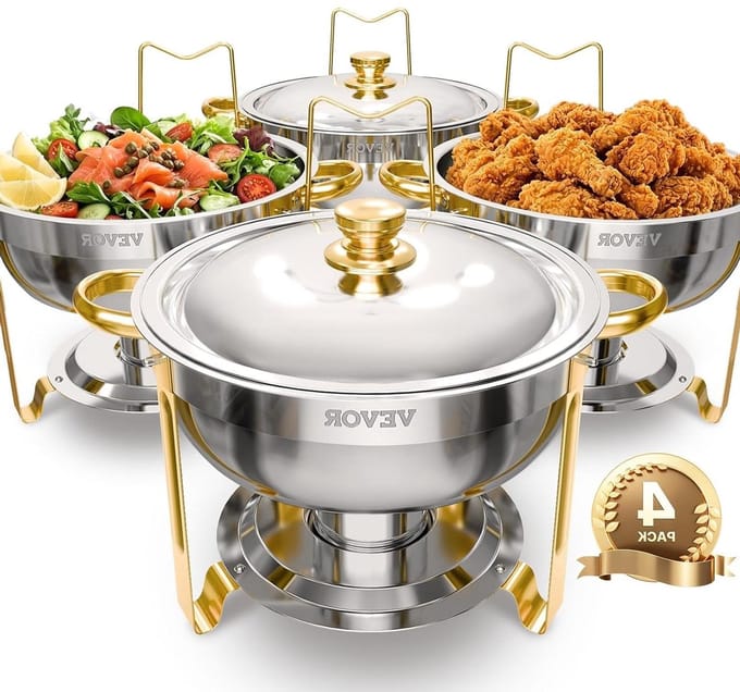 Buffet Warmer - Chafing Dish Set - Eten Warm Houden - 4x 4.7L Containers