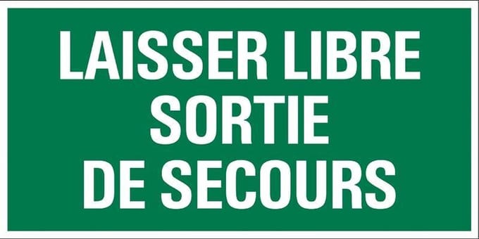 Pickup Sécurité - Laisser libre sortie de secour - conform NEN-EN-ISO 7010 bord 30x15 cm