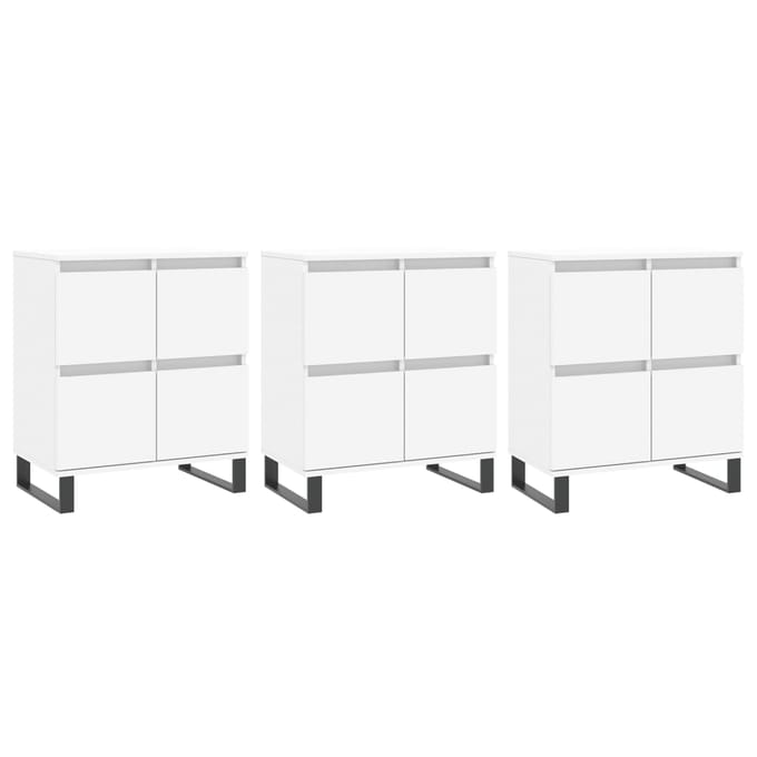 vidaXL - Dressoirs - 3 - st - bewerkt - hout - wit