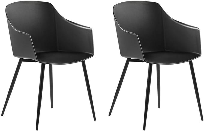 FONDA - Eetkamerstoel - Zwart - Synthetisch materiaal