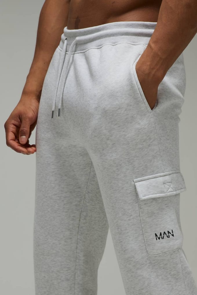 Men's Active Regular Fit Cargo Jogger | Light Grey | Size XS