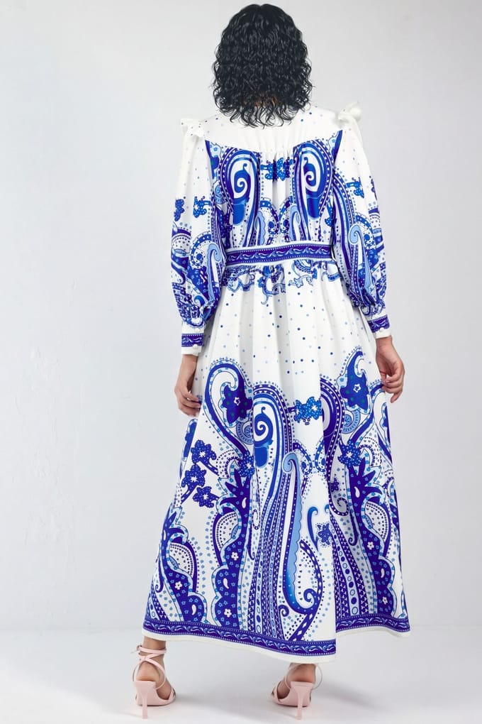 V-hals Paisley Maxi-jurk met Split