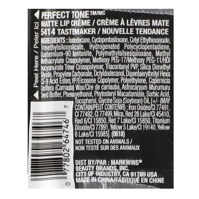 Perfecte Toon, Matte Lipcrème, 5414 Tastemaster, 5,1 ml (0.17 fl oz) black