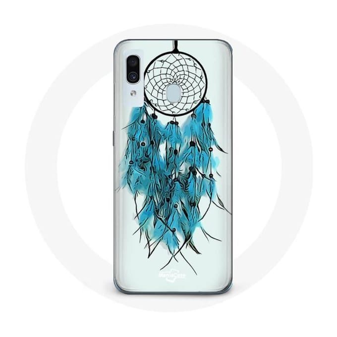 Coque pour Samsung Galaxy A20 Attrape Rêve Bleu Fond Blanc