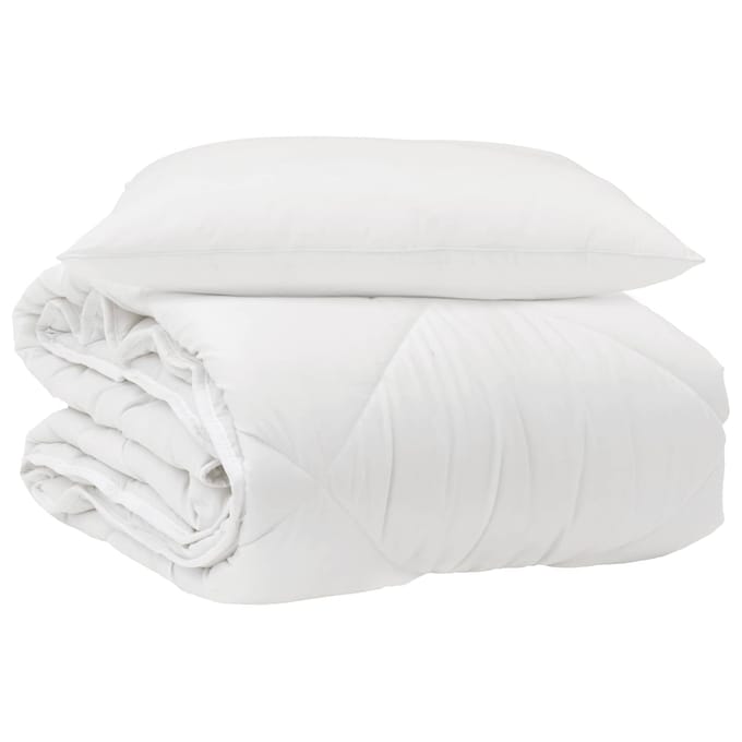 vidaXL - All-Season - Deken - met - kussen - 2 - st - Wit - Microvezel