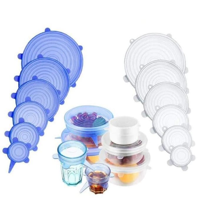 Couvercle,Couvercles extensibles en Silicone, 6 pièces, couvercle universel pour bol, Pot, poêle, cuisson des - Type White 6PCS
