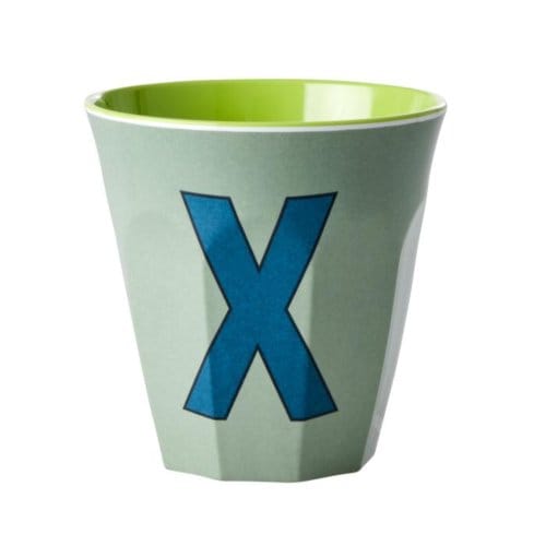 Rice melamine beker medium letter x khaki