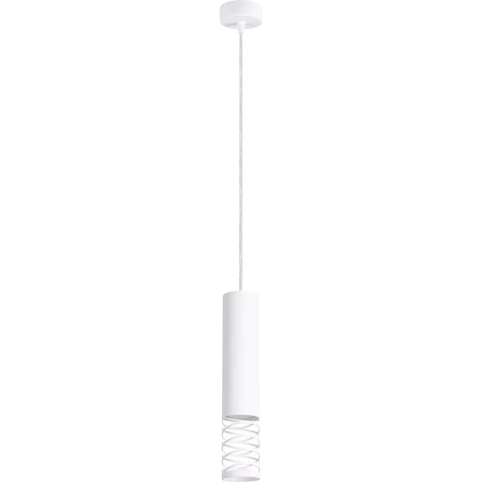 Hanglamp LAMI 1 met opengewerkte spiraalkap - Sollux Lighting - IP20 - Wit staal behuizing - 8 x 8 x 125 cm - 1 x GU10 LED, exclusief lichtbron - Max. 10 W - Moderne hanglamp voor woonkamer, slaapkamer en eetkamer