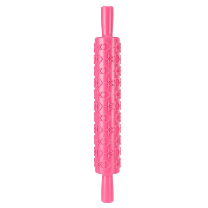 Fondant Cake Embossing Deegroller Bakdeegroller Koekjes Decoratiegereedschap(Vijfpuntig pink
