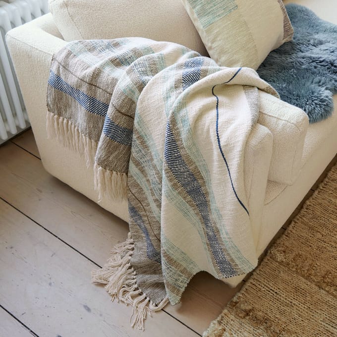 LOBERON Plaid Maresas beige/blauw