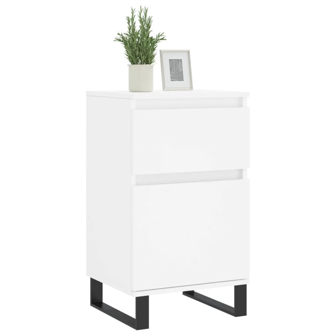 vidaXL - Dressoir - 40x35x70 - cm - bewerkt - hout - wit