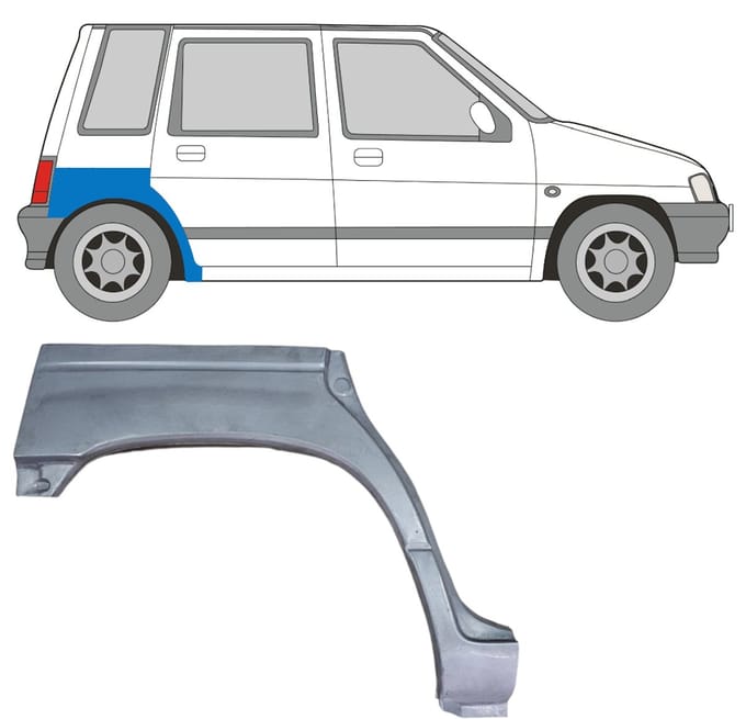 Reparatiepaneel achterspatbord voor Daewoo Tico 1991-2000 / Rechts
