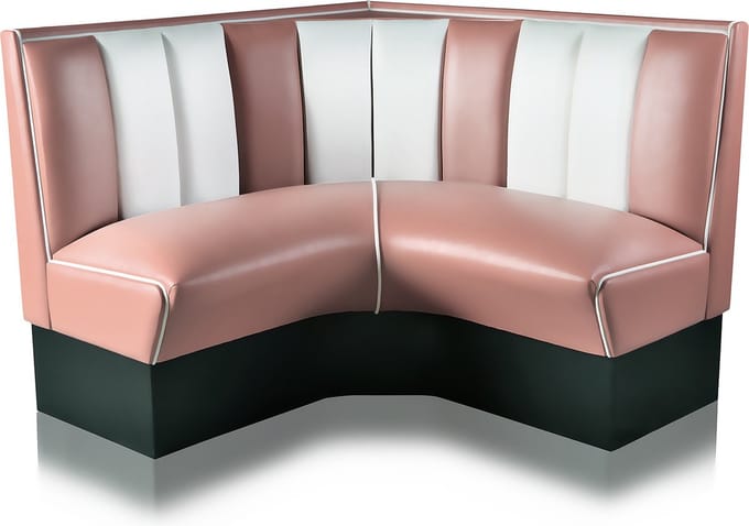 Bel Air Dinerbank Quarter Circle Booth HW-120-120 Dusty Rose