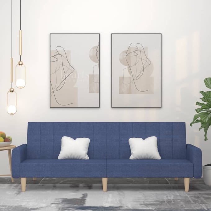 Vidaxl 2-Persoons Bank, Blauw, Gestoffeerd met Stof