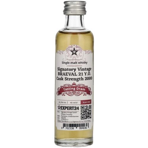 Ondertekenaar Vintage Signatory Vintage BRAEVAL 21 Years Old Cask Strength 2000 60,3% Vol. 0,04l