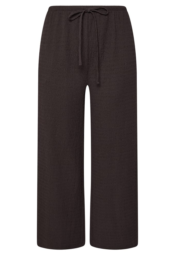 Yours Chocoladebruine Crinkle Broek Met Wijde Pijpen Size Regular > 42